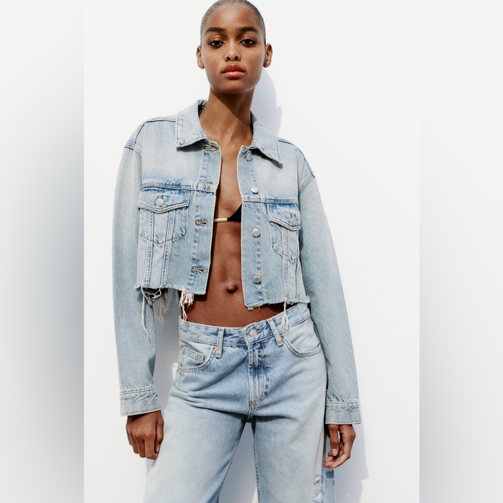 Zara Cropped Jean Jacket